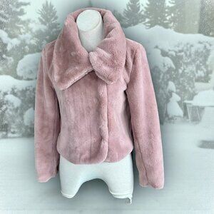 Timing Mauve Pink Plush Faux Fur Teddy Glam Peacoat Size Medium